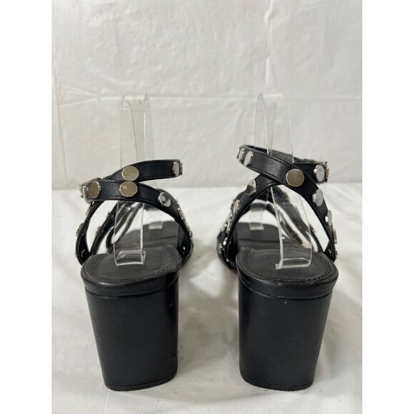 ASOS DESIGN Womens Harlow studded blocked heeled sandals in black US SIZE 7 - Picture 9 of 12